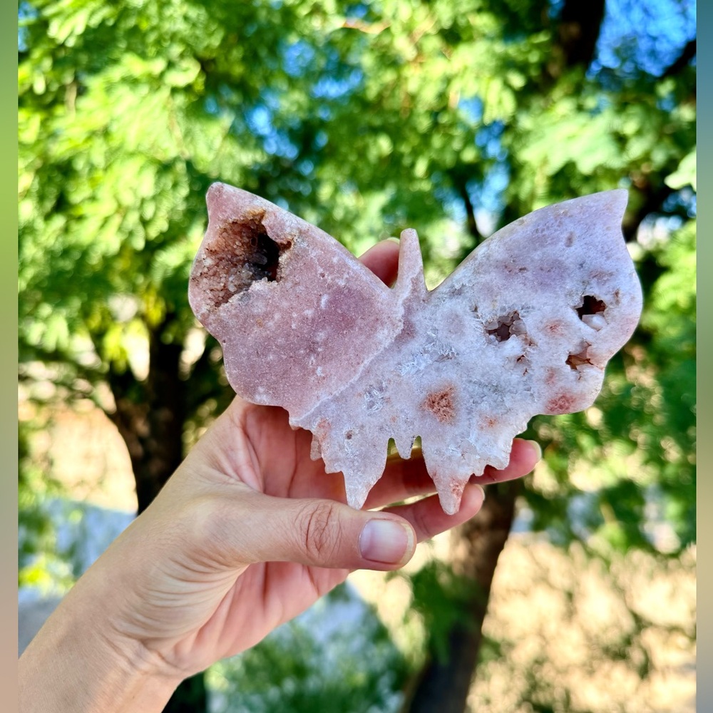 Pink Amethyst Butterfly on stand